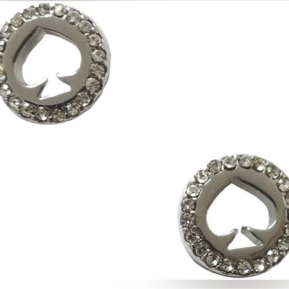 Kate Spade New York Pave Halo Spade Studs Silver Silver NO Dust bag - Picture 3 of 6